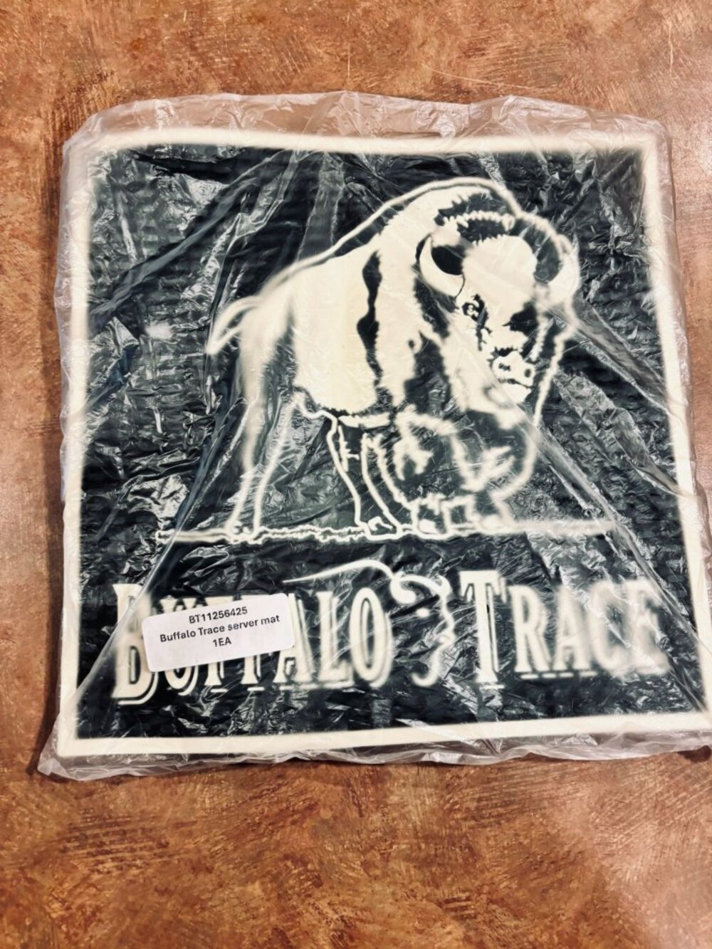Buffalo Trace Rubber Bar Mat With Logo Design - Black And White - Durable & Easy
